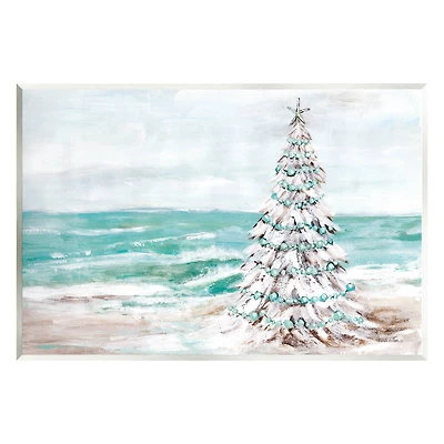 Stupell Industries Snowy Christmas Tree Beach Shore Wall Plaque Art