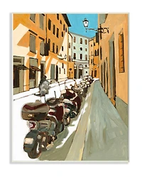 Stupell Industries Row of Mopeds Yellow European City Street Framed Wall Art