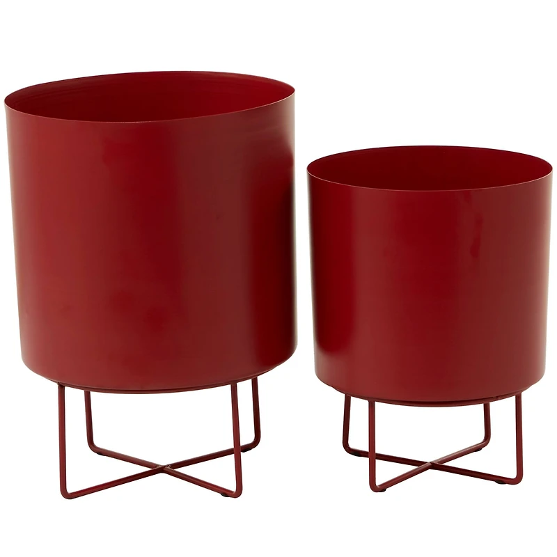 CosmoLiving by Cosmopolitan Red Metal Planter Set
