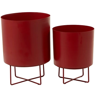 CosmoLiving by Cosmopolitan Red Metal Planter Set