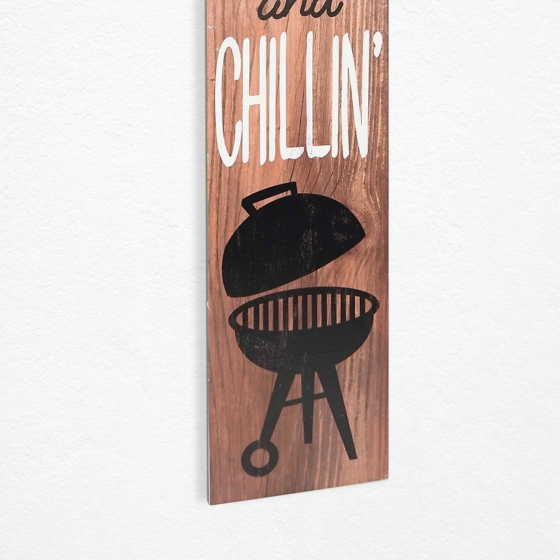 American Art Décor™ 47.25" Patio Friendship Grillin' Chillin Double-Sided Hanging & Leaning Wall Sign