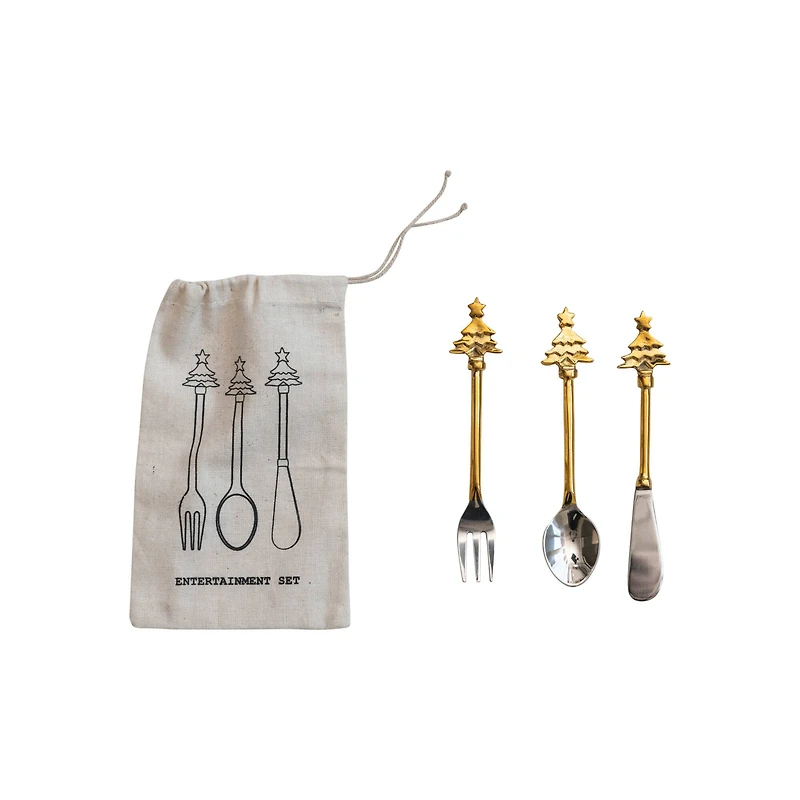 Hello Honey® Silver Christmas Tree Handle Appetizer Utensil Set