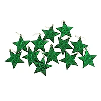 12ct Matte Xmas Green and Gold Glittered Star Shatterproof Christmas Ornaments 5"