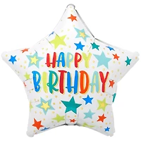 19" Birthday Stars & Dots Star Foil Balloon