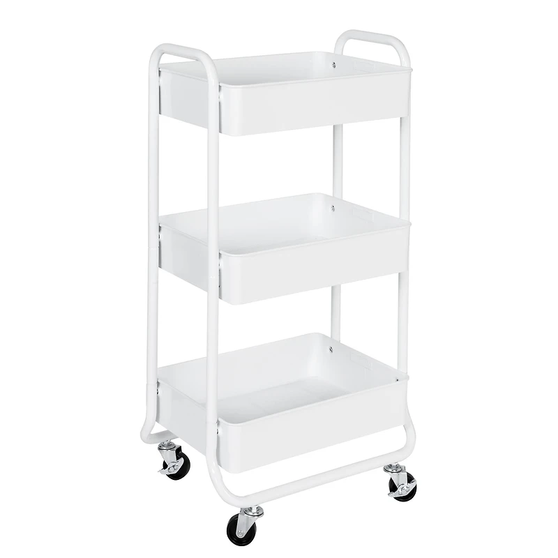 Honey Can Do White 3-Tier Metal Rolling Cart