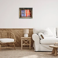 Stupell Industries Patriotic American Flag Rustic Window Festive Home Canvas Wall Art