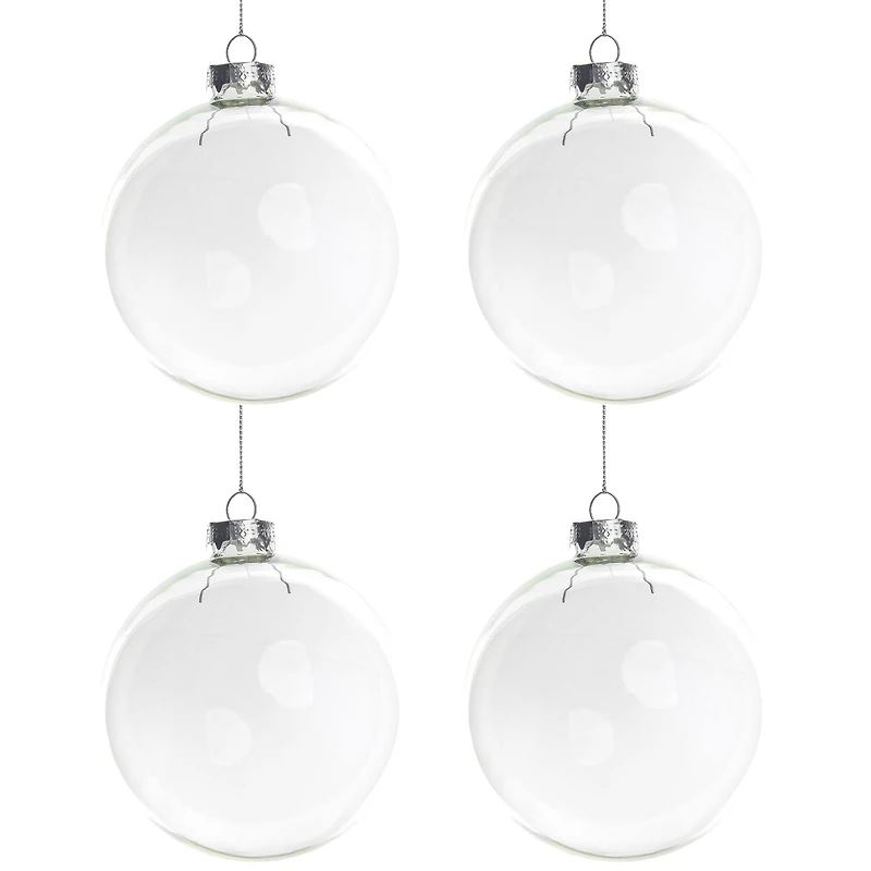 4ct. 4" Clear Glass Ball Ornaments