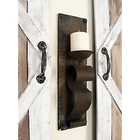 Set of 2 Brown Wood Rustic Wall Sconce, 6" x 19"