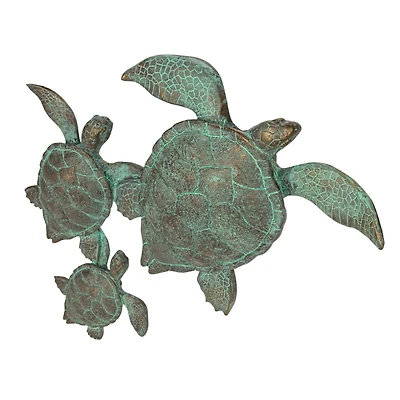 Hello Honey® Teal with Verdigris Finish Turtle Family Wall Décor