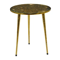 Gold Aluminum Accent Table with Clear Glass Top 20" x 19" x 22"