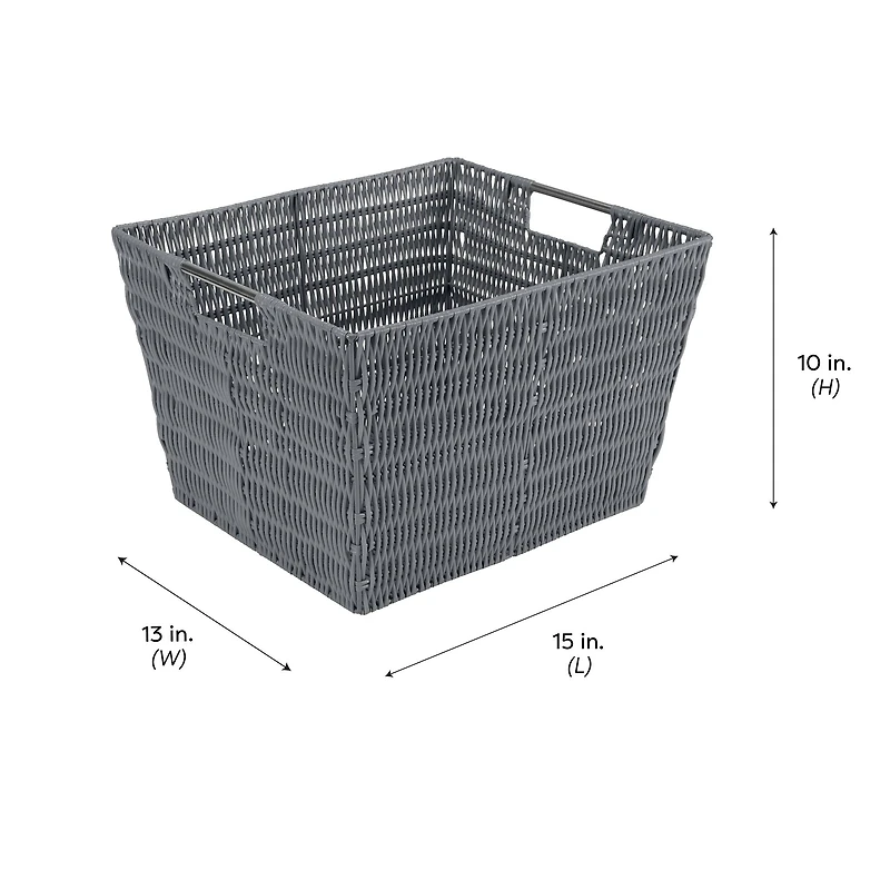 Simplify Large Charcoal Rattan Storage Tote Basket