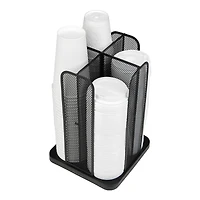 Mind Reader Black 4-Compartment Carousel Cup and Lid Organizer