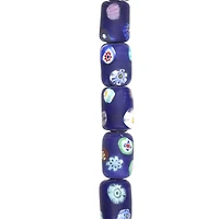 Blue Millefiori Tube Beads by Bead Landing®