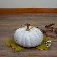 10" White Flat Round Pumpkin Tabletop Décor