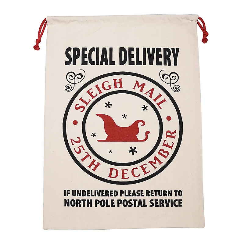 Personality Case™ 19" x 26" Sleigh Mail Cotton Christmas Drawstring Bag