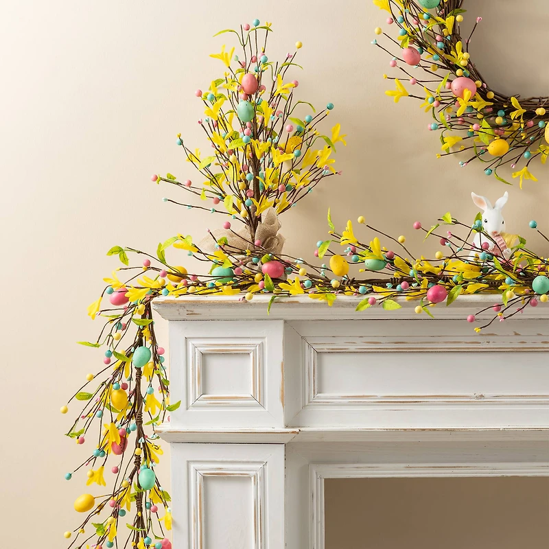 Glitzhome® 6ft Easter Egg & Flower Garland