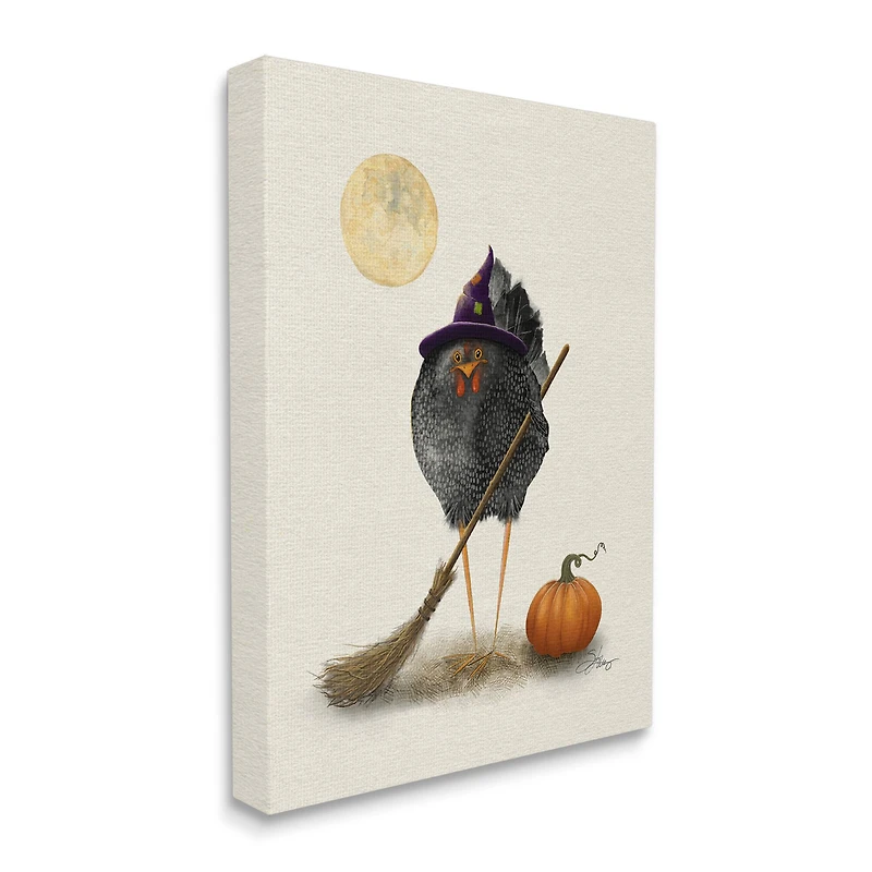 Stupell Industries Halloween Black Bird Witch Canvas Wall Art