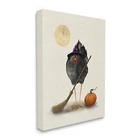 Stupell Industries Halloween Black Bird Witch Canvas Wall Art