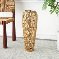 25" Gold Aluminum Metal Arched Vase