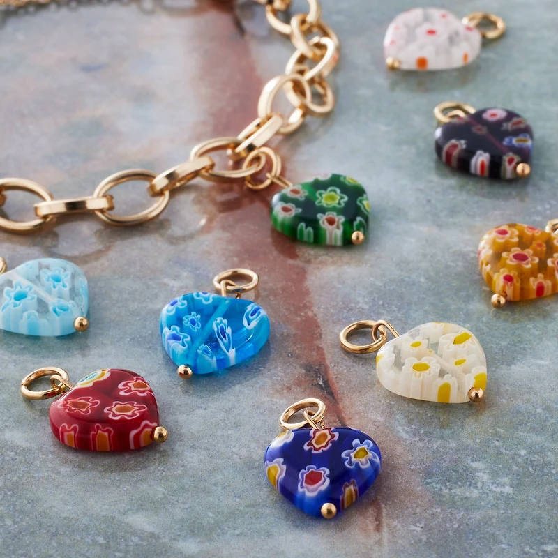 Millefiori Glass Heart Charms by Bead Landing­™