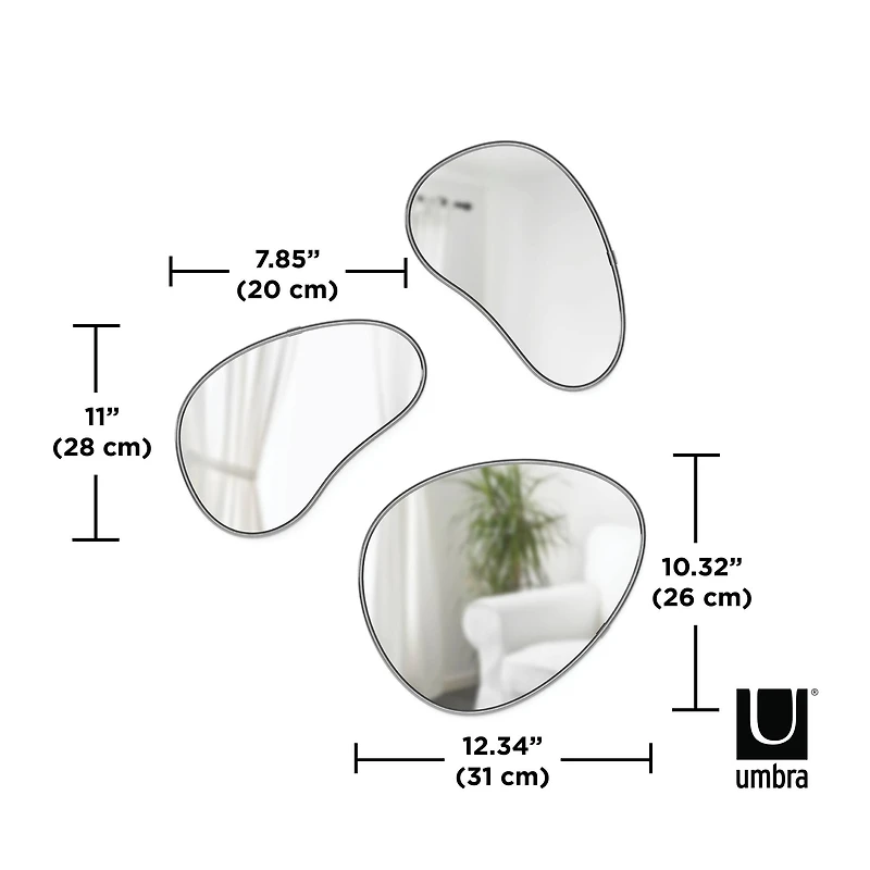 Umbra Titanium Hubba Pebble Mirror Set