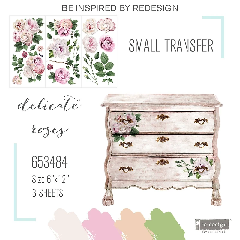 Prima® Re-Design® Delicate Roses Décor Transfers