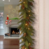 6' x 12" Pre-lit Decorative Collection Artificial Christmas Garland with 20 Cones, 5 Red Berries and 35 Clear Lights