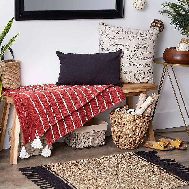 DII® White Slub Stripe Throw