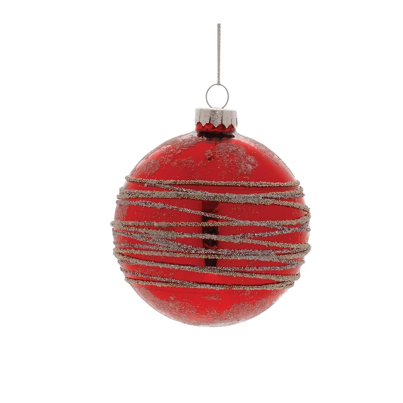 Red Glittered Glass Ball Ornaments Set