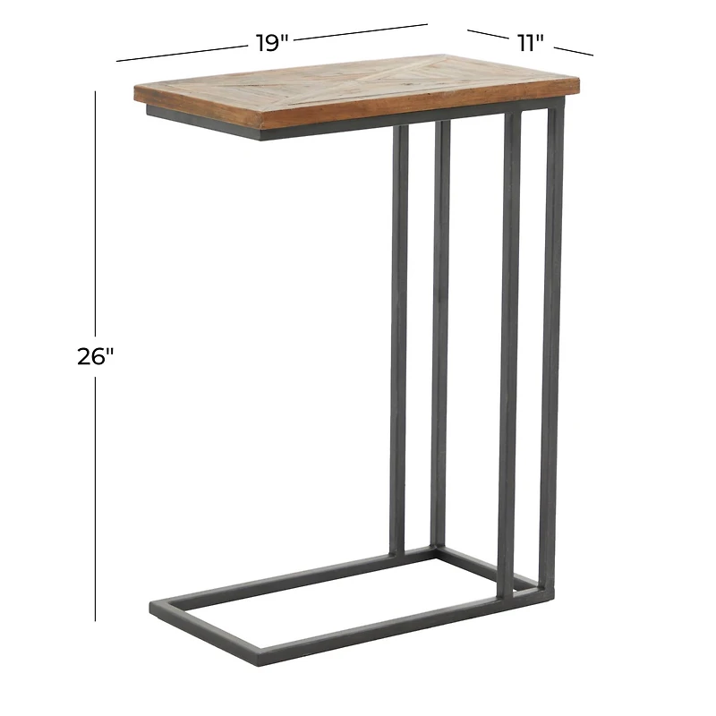 Brown Metal Rustic Accent Table 26" x 19" x 11"