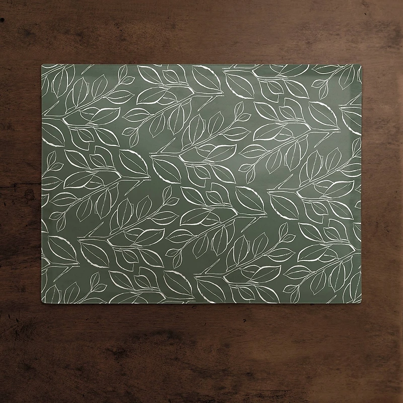 Sage Lined Leaves Cotton Twill Placemat