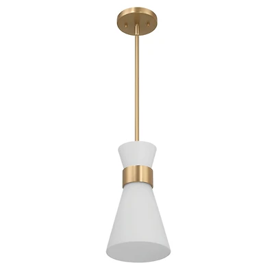 Hello Honey® Kit White & Gold Modern Minimalist Tapered Opal Glass & Metal Ceiling Light