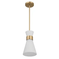 Hello Honey® Kit White & Gold Modern Minimalist Tapered Opal Glass & Metal Ceiling Light