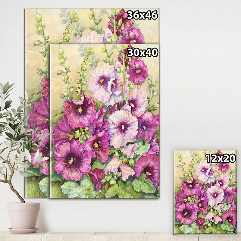 Designart - Hollyhocks In Evening Glow