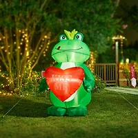 Glitzhome® 6ft Lighted Valentine's Inflatable Frog with Heart Decor