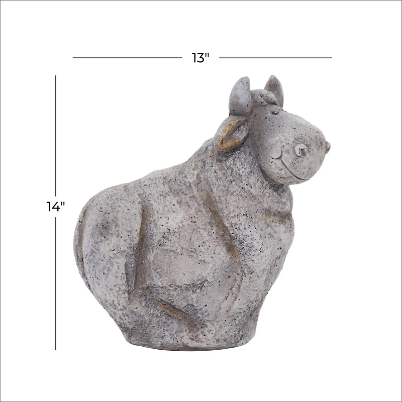 14" Gray Stone Country Cow Garden Sculpture