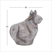 14" Gray Stone Country Cow Garden Sculpture