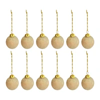 Hello Honey® 12 Pack 4" Matte Pink Glass Ball Ornaments with Embedded Natural Hay