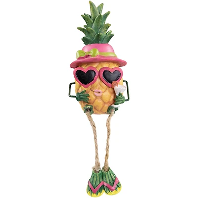 6.25" Tropical Girl Pineapple with Cocktail Outdoor Garden Statue