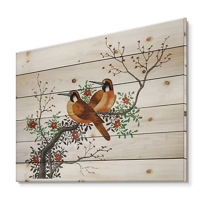 Designart - Two Chinese Birds On A Flowering Tree Branch