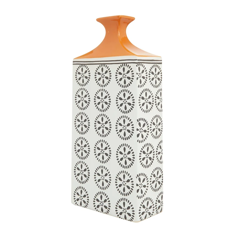 White Stoneware Transitional Vase, 17" x 9" x 7"