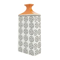 White Stoneware Transitional Vase, 17" x 9" x 7"