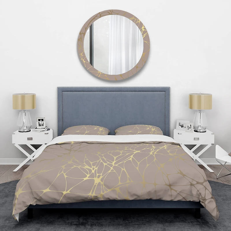Designart 'Golden Marble Design II' Mid-Century Duvet Cover Set