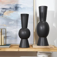Ceramic Fluted Round Abstract Vase Set