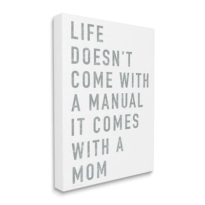 Stupell Industries Doesn't Come With Manual Mom Appreciation Phrase Grey Text Canvas Wall Art
