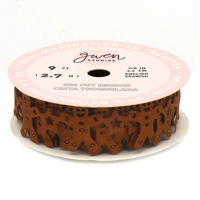 Gwen Studios 7/8" x 3yd. Die Cut Gingerbread Man Christmas Ribbon