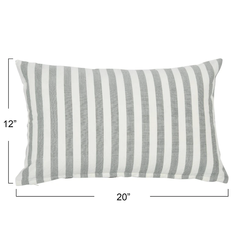 Hello Honey® 20'' Striped Gray Cotton Lumbar Pillow Cover