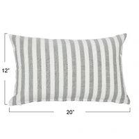 Hello Honey® 20'' Striped Gray Cotton Lumbar Pillow Cover