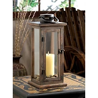 15.75" Lodge Wooden Lantern