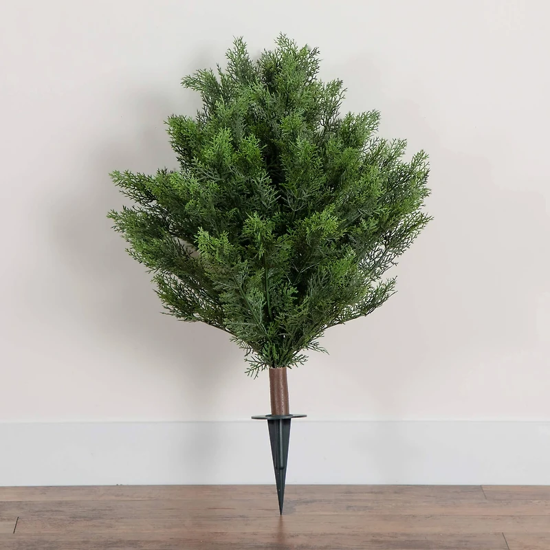 3ft. UV-Resistant Artificial Cedar Bush with Integrated Ground Stake